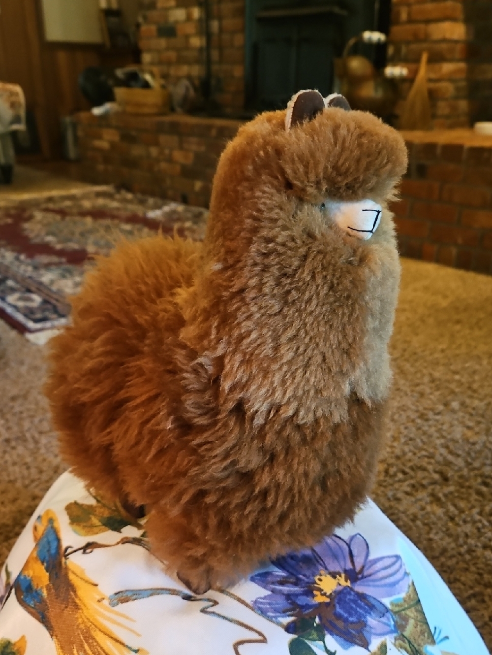 Brown Plush Alpaca Stuffed Animal Made From Real Alpaca Fur 13.5"x10